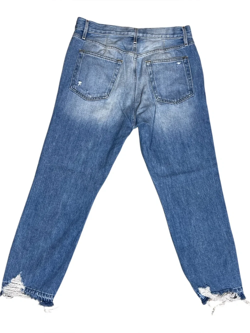 FRAME Le Hollywood Crop Jeans – Light Wash Distressed Hem – Size 29